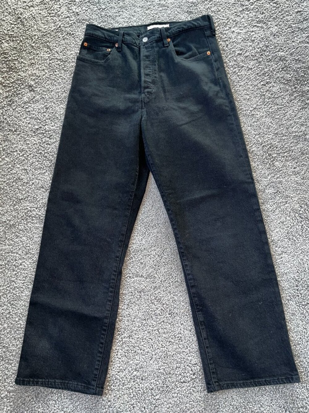 LEVI'S BIG "E" RIBCAGE STRAIGHT ANKLE VERY BLACK JEANS - EUC - LABELED W31 L 27